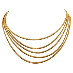 18-Karat Yellow Gold 5 Row Chain Necklace 88.18 Grams