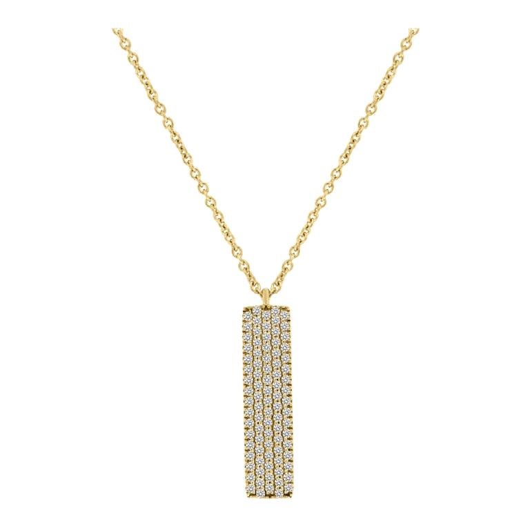18 Karat Yellow Gold 5 Rows Diamond Bar Necklace '1/3 Carat'