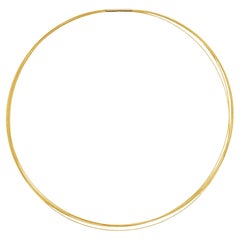 18 Karat Yellow Gold 5 Strands Wire Cable Contemporary Necklace 16 inches Long