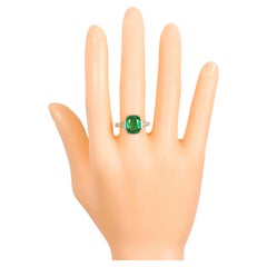Cushion Cut Emerald and Diamond Solitaire Engagement Ring 5.06 CTW 18K Gold