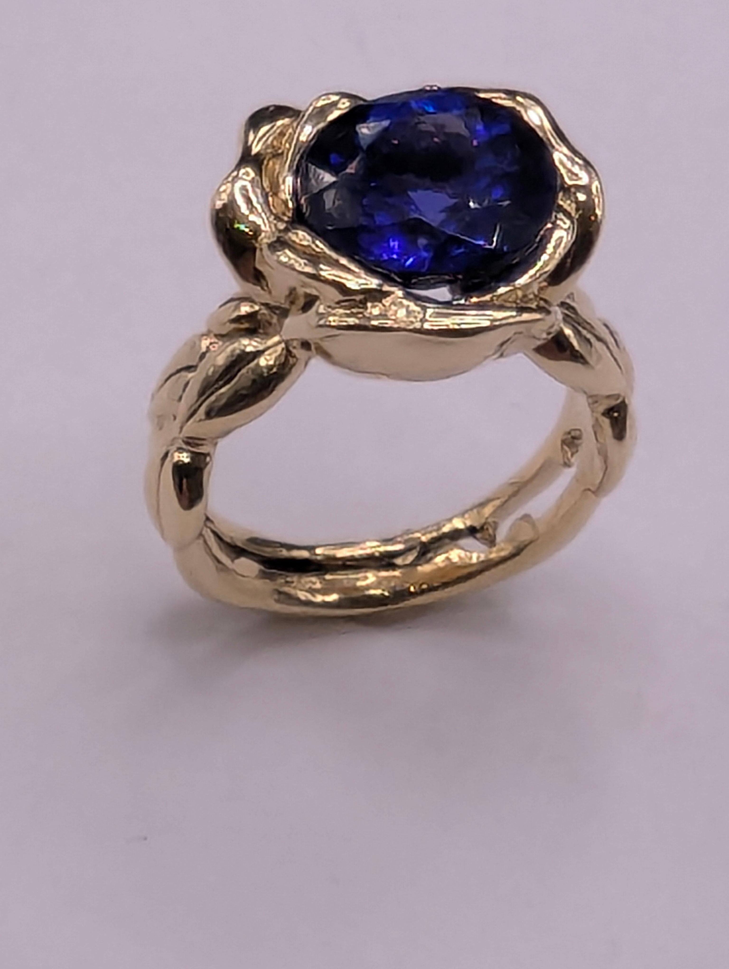 De las mujeres Anillo rosa de tanzanita de oro amarillo de 18 quilates y 5,33 quilates en venta