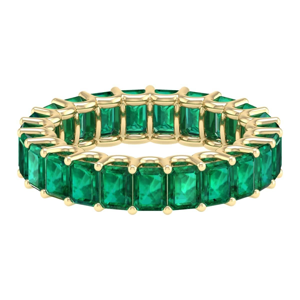 18 Karat Yellow Gold 5.39 Carat Emerald Solitaire Ring For Sale
