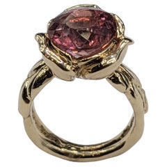 Oro amarillo de 18 quilates 5,71 quilates  Anillo Rosa Turmalina Rosa