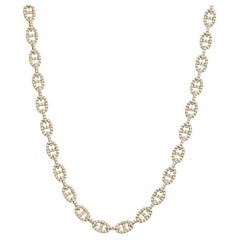 18 Karat Yellow Gold 6.22 Carat Total Weight Round Diamond Link Necklace