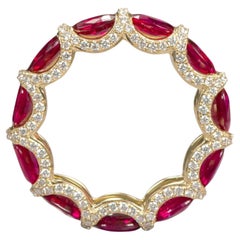 18 Karat Yellow Gold 6.40 Carat Ruby and Diamond Eternity Band Ring