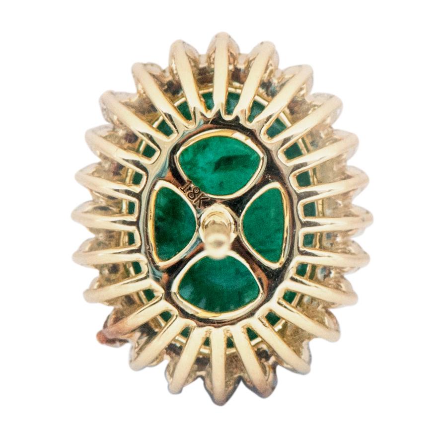 18 Karat Yellow Gold 6.62 Carat Natural Emerald and Diamond Stud Earrings 3
