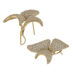 18 Karat Yellow Gold 7 Cttw. Diamond Geometric Abstract Earrings