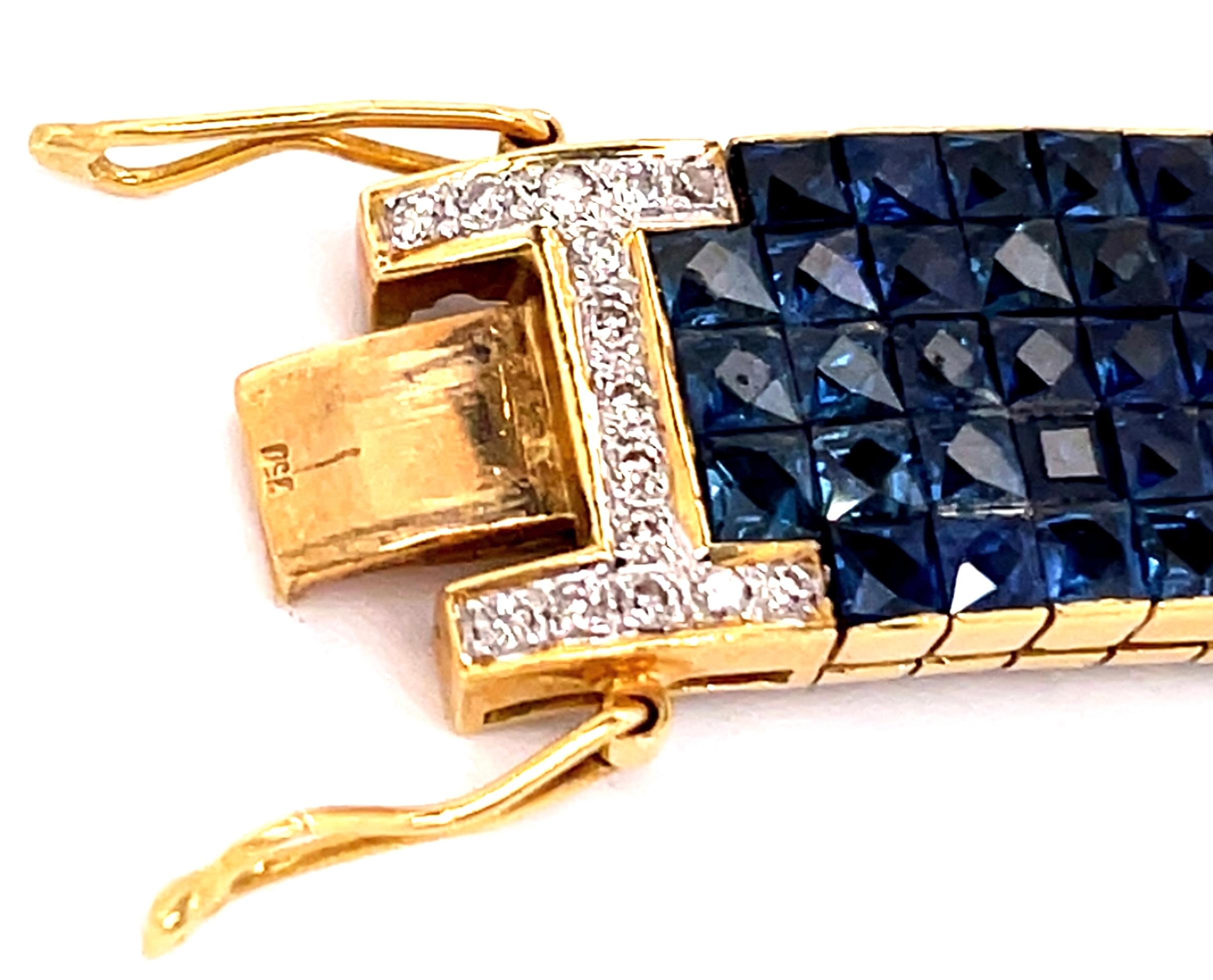18 Karat Yellow Gold Sapphire and Diamond Bracelet 5