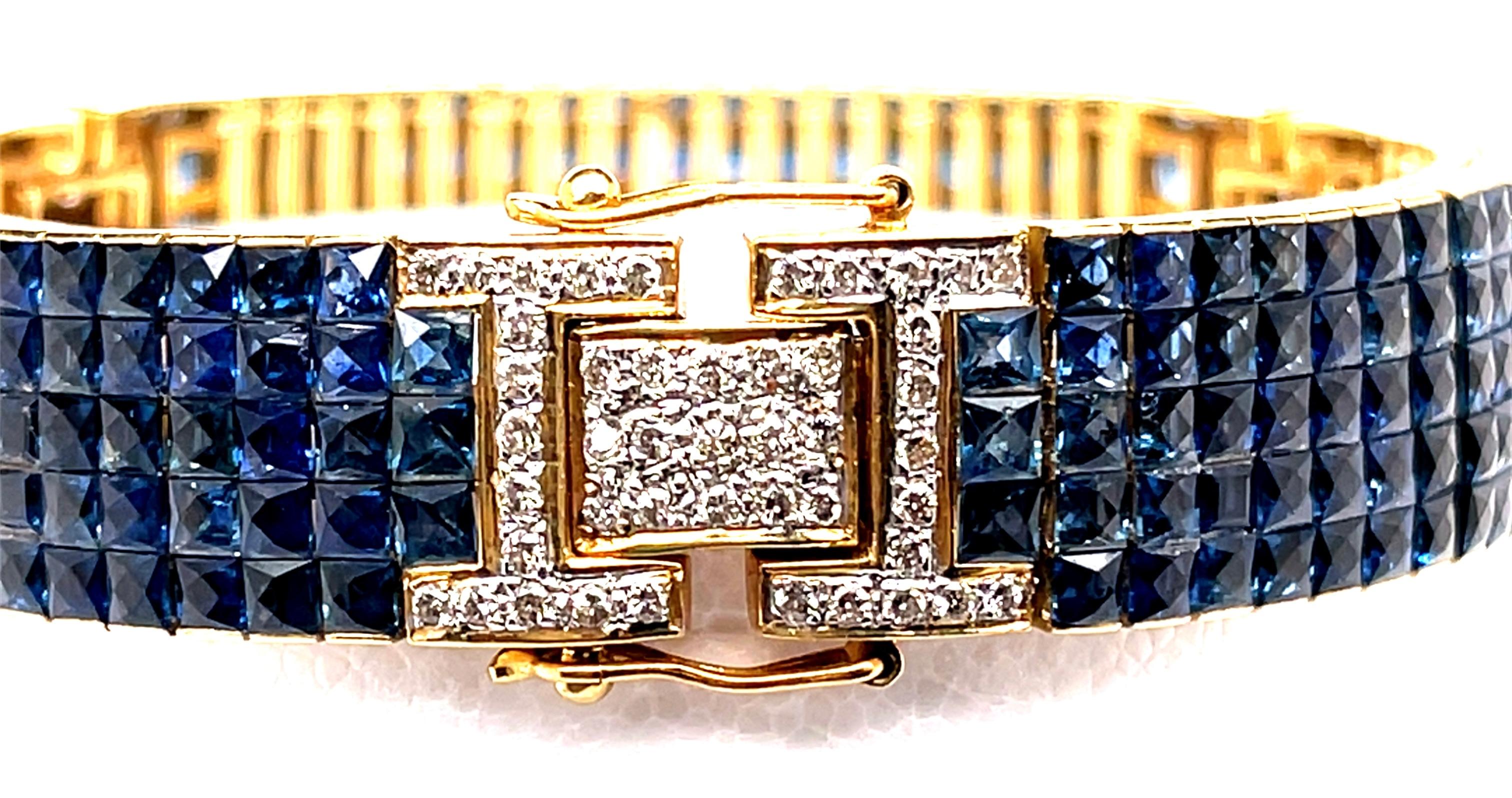 18 Karat Yellow Gold Sapphire and Diamond Bracelet 1