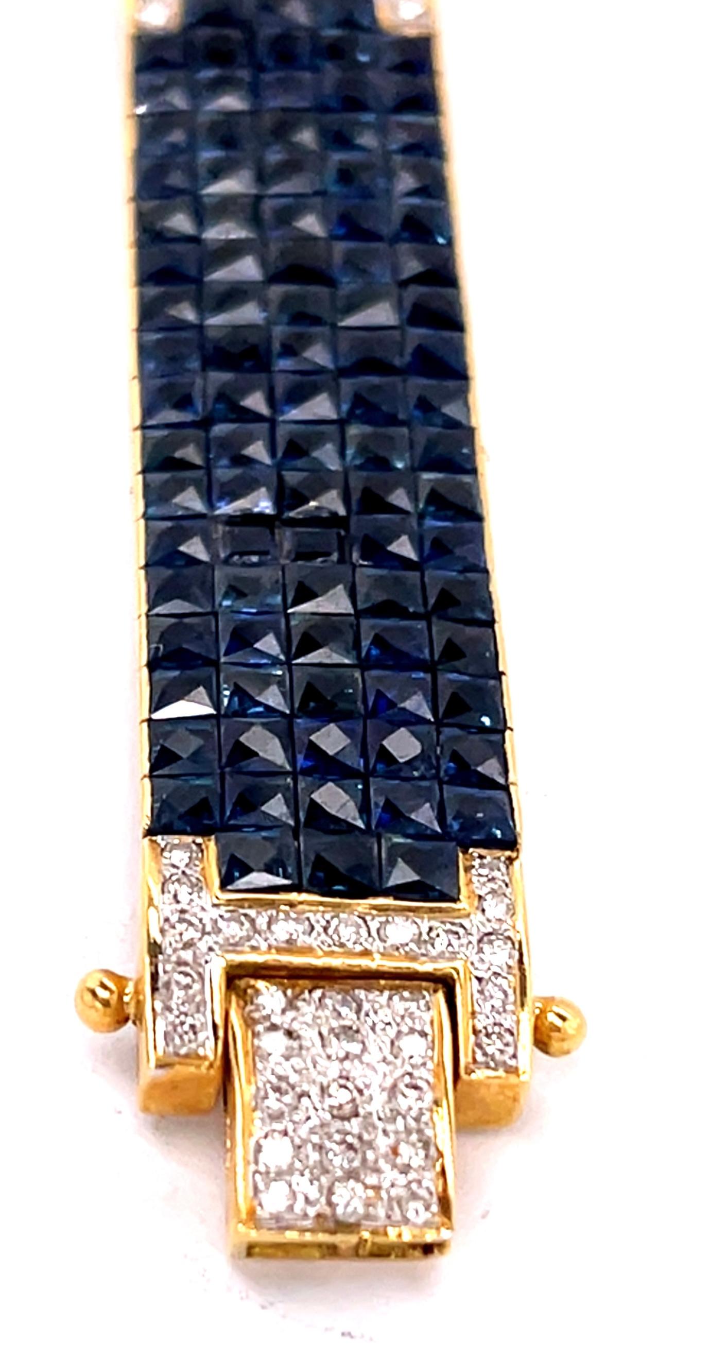 18 Karat Yellow Gold Sapphire and Diamond Bracelet 2