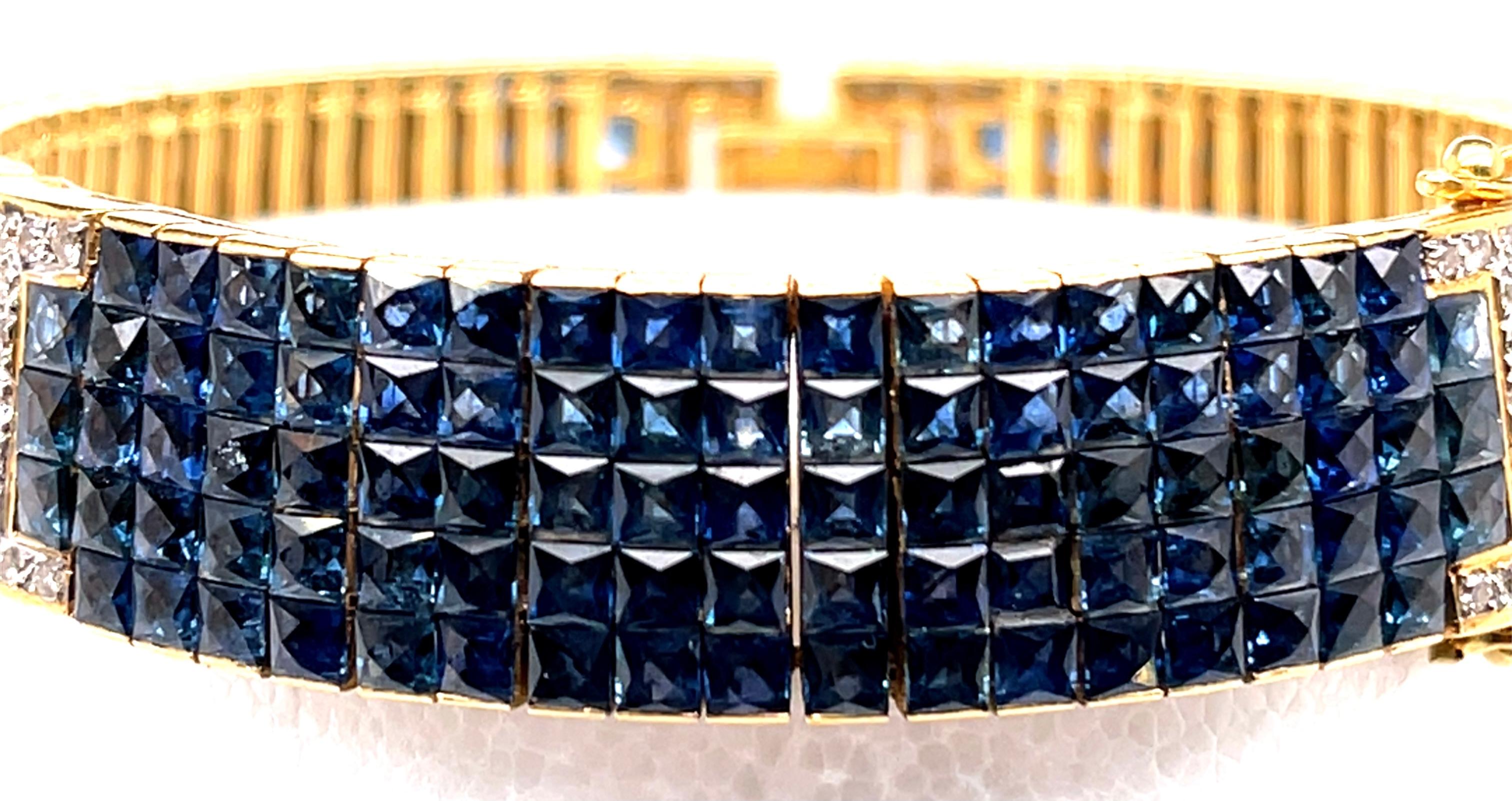 18 Karat Yellow Gold Sapphire and Diamond Bracelet 3