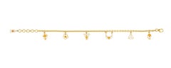 18 Karat Gelbgold 7 Motiv-Charm-Armband mit ungeschliffenen Diamanten