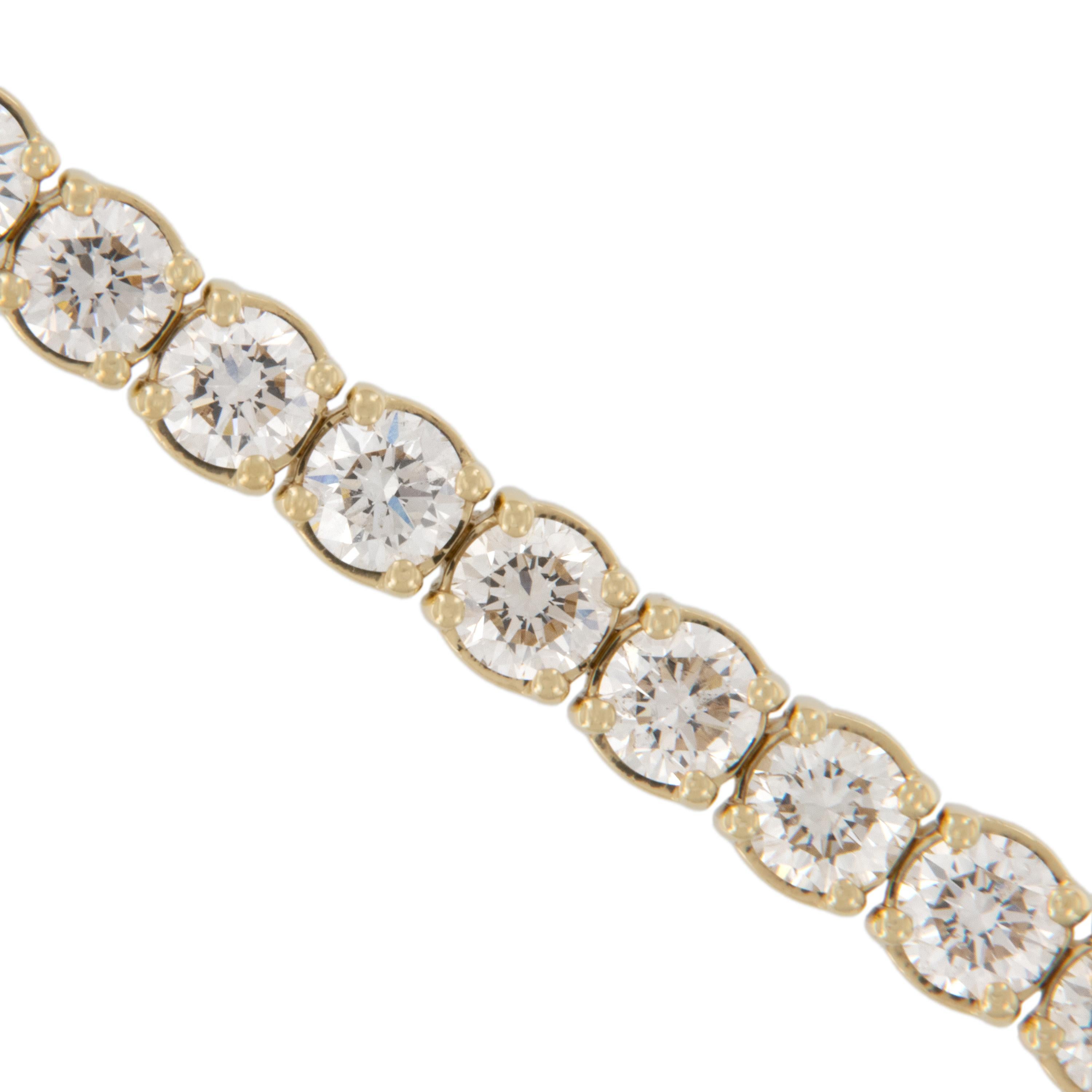 18 Karat Gelbgold 7,32 Cttw natürliches Diamant-Tennisarmband (Rundschliff) im Angebot