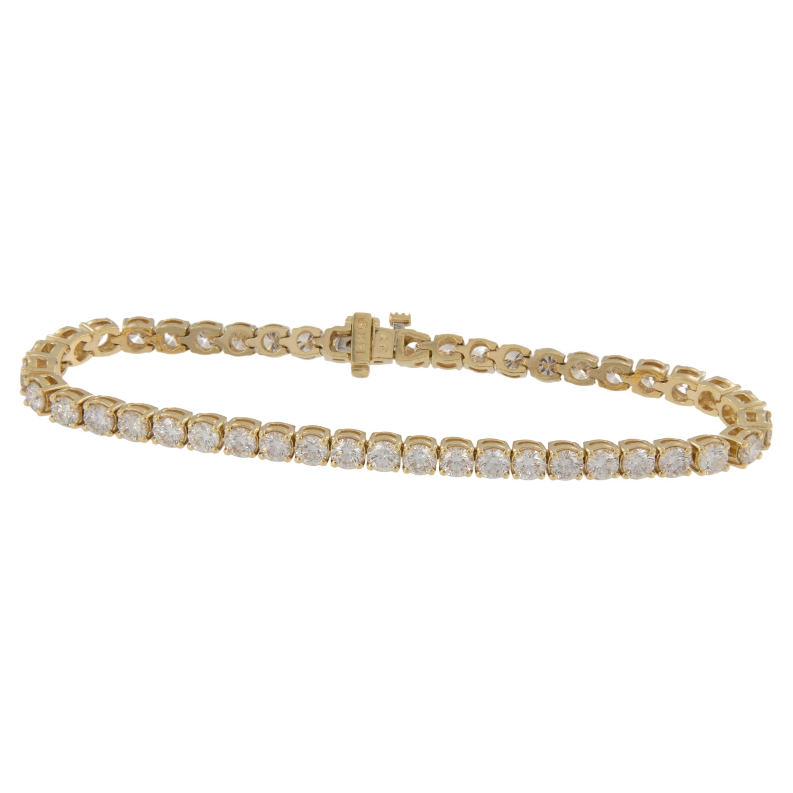 Bracelet tennis en or jaune 18 carats avec diamants naturels de 7,32 carats
