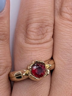 18 Karat yellow Gold .86 Carat Ruby Sapphire Tulip Sculpture Ring