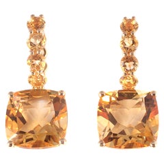 Boucles d'oreilles en or jaune 18 carats et citrine de 9,10 carats