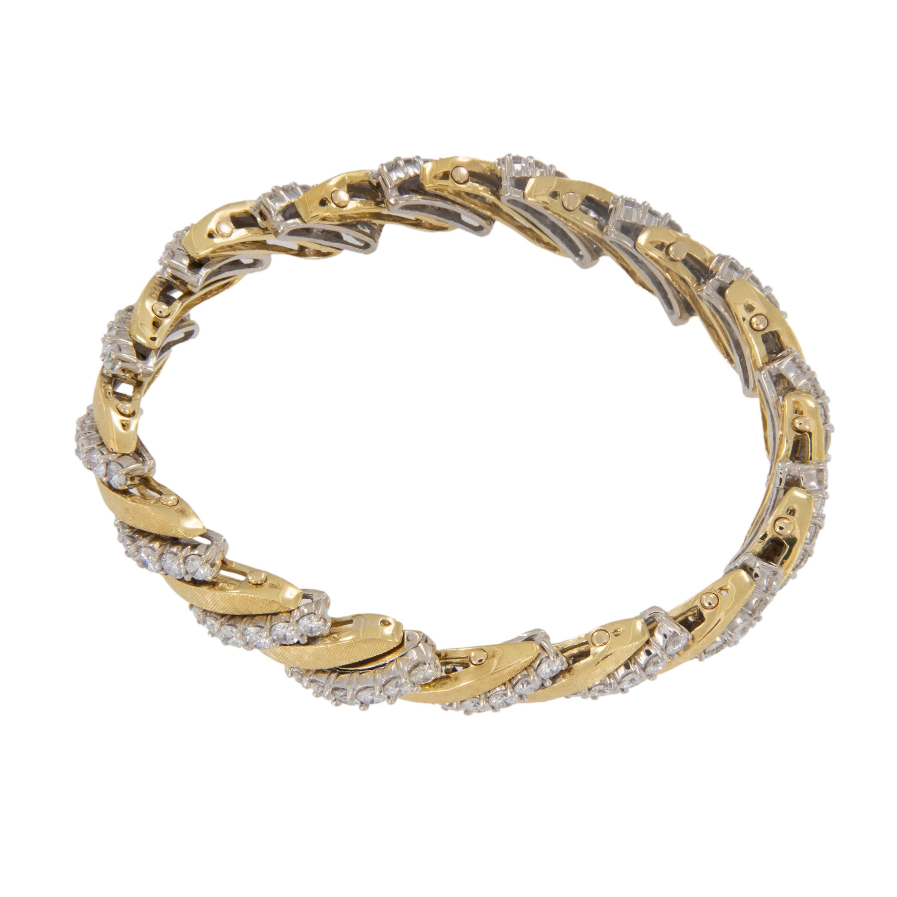 Contemporain Bracelet Florentine en or jaune 18 carats 9,60 cttw diamant diagonal en vente