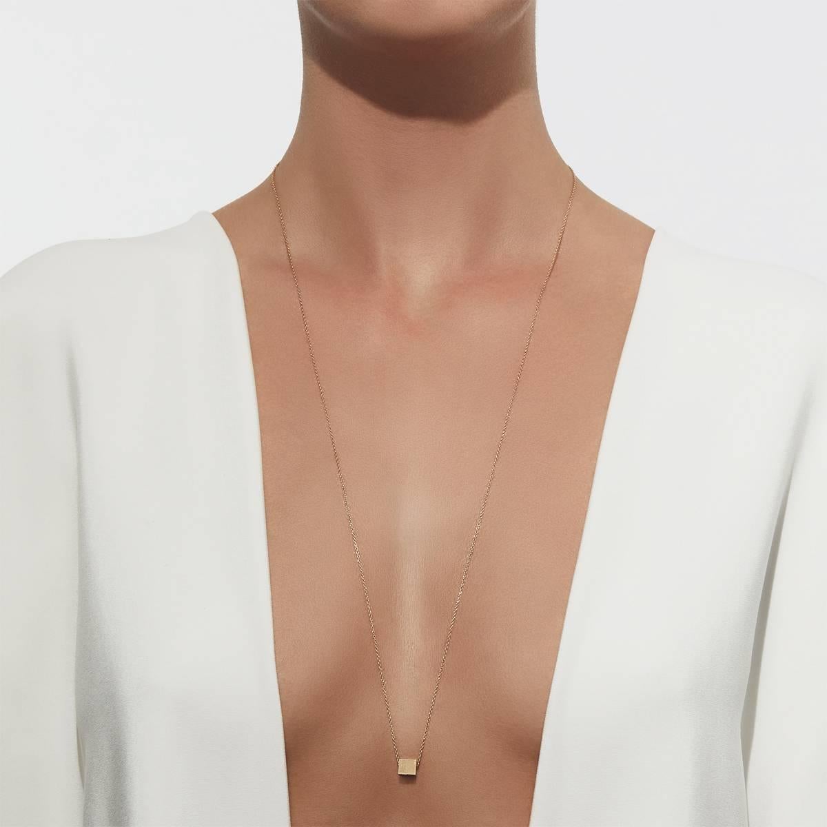 Women's or Men's 18 Karat Yellow Gold Adjustable Cube Necklace For Sale
