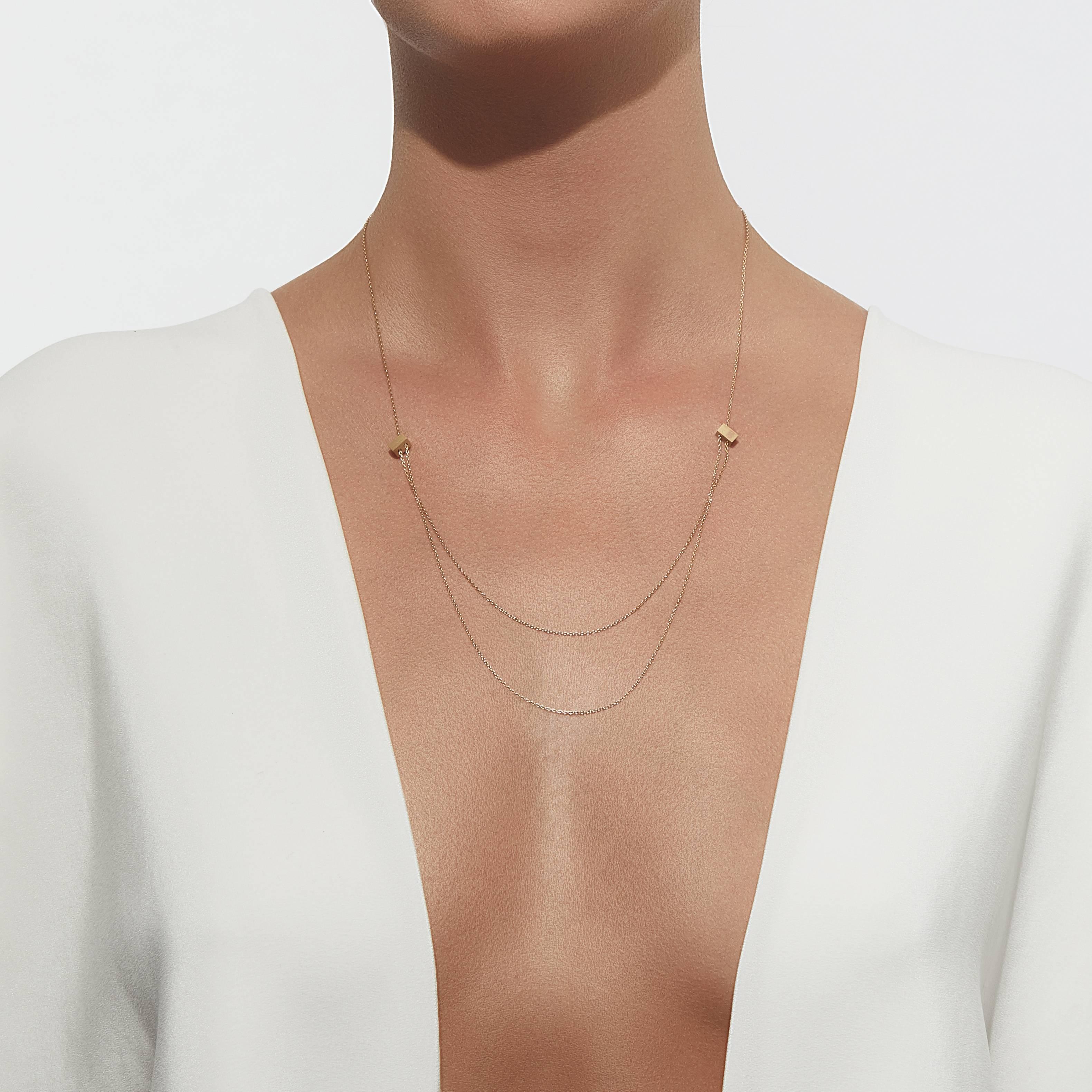 18 Karat Yellow Gold Adjustable Cube Necklace For Sale 1