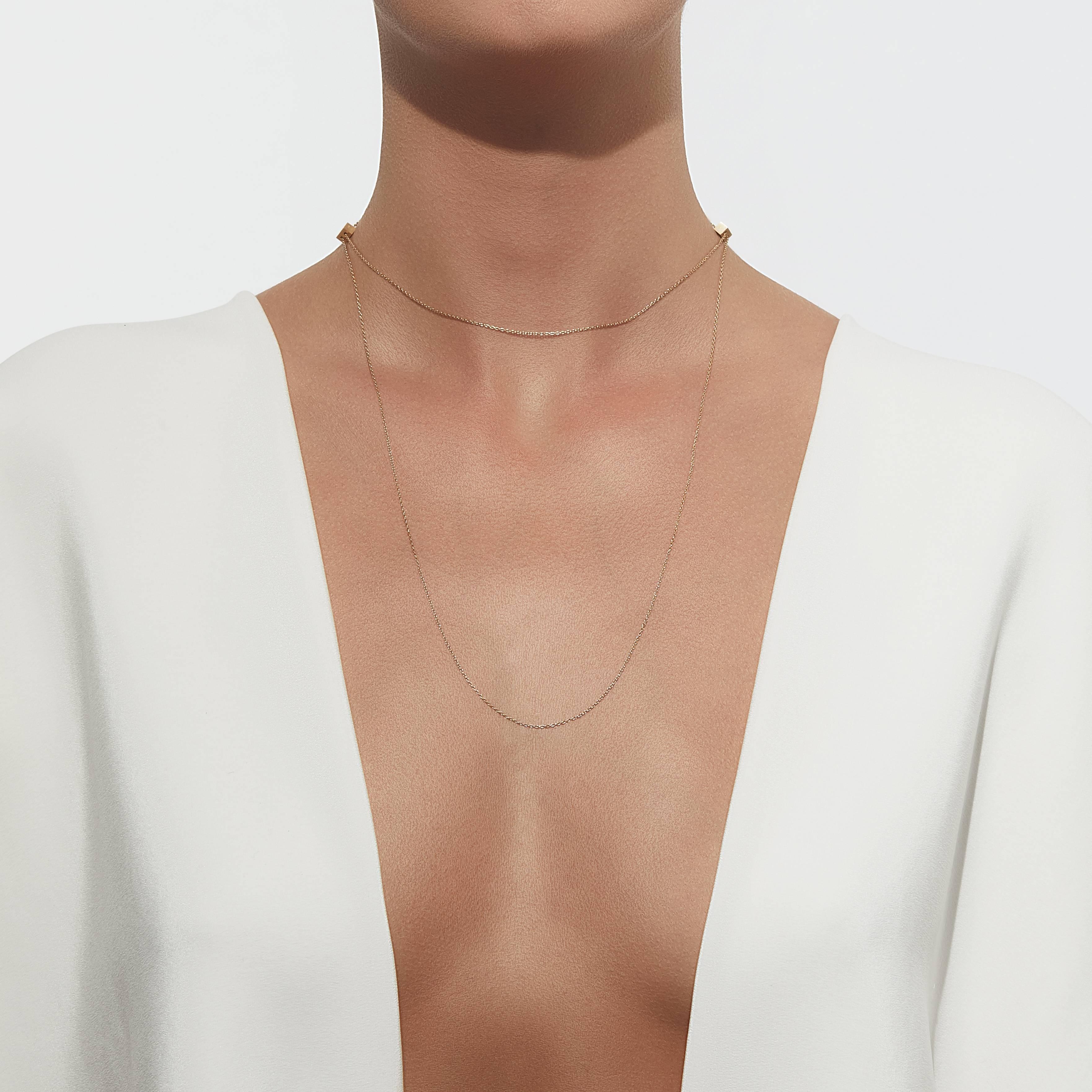18 Karat Yellow Gold Adjustable Cube Necklace For Sale 2