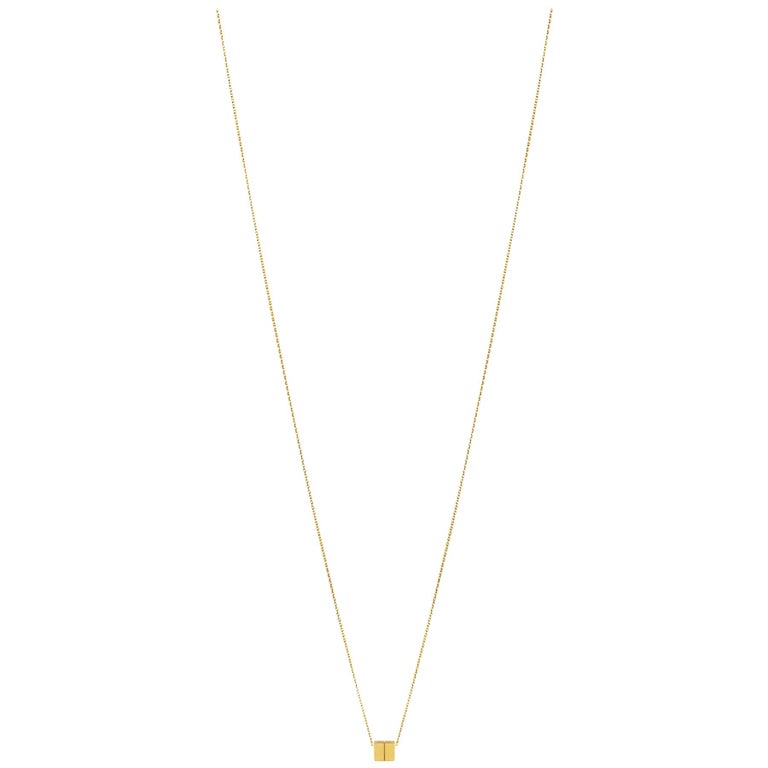 18 Karat Yellow Gold Adjustable Cube Necklace For Sale