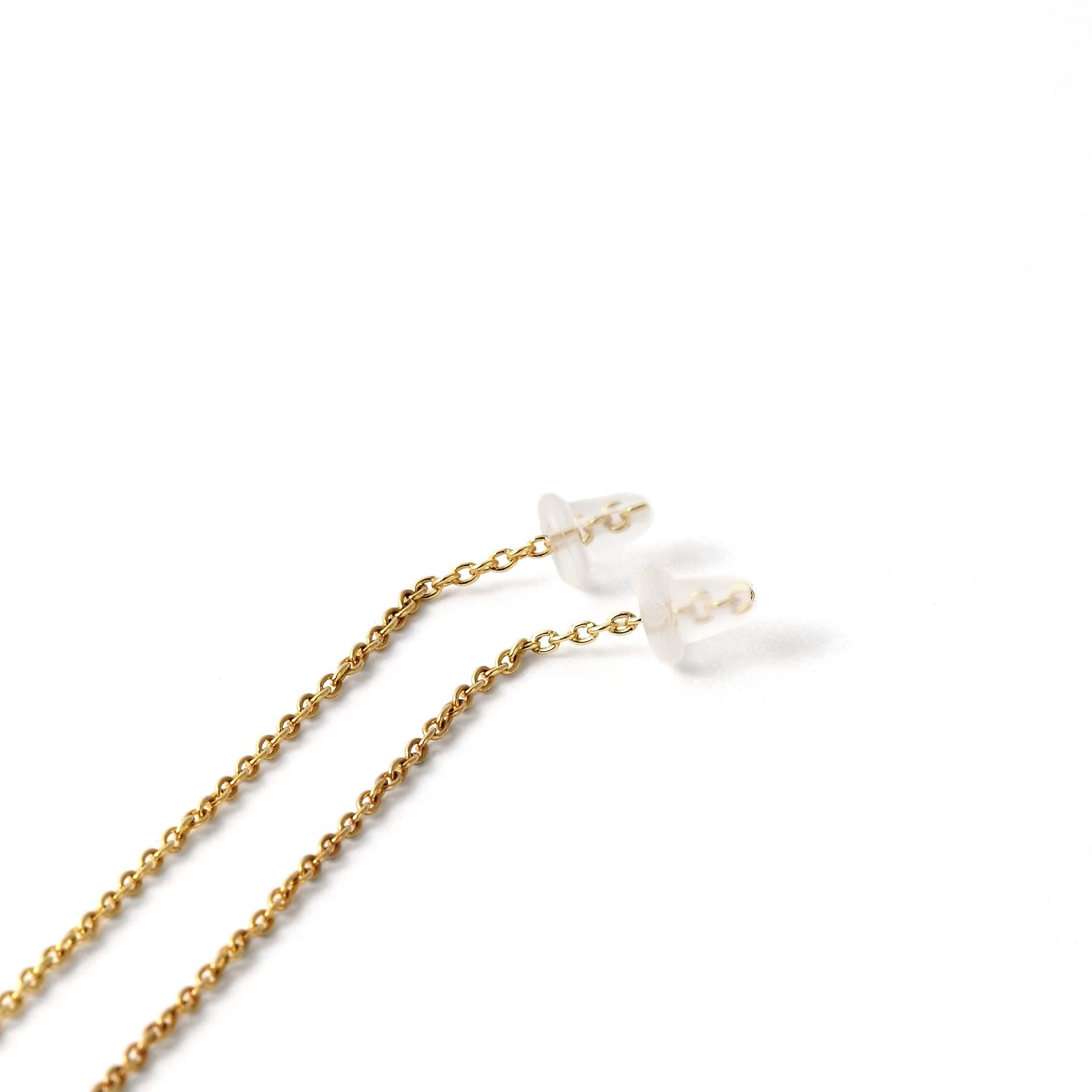 18 Karat Yellow Gold Akoya Pearl Chain Earrings For Sale 2