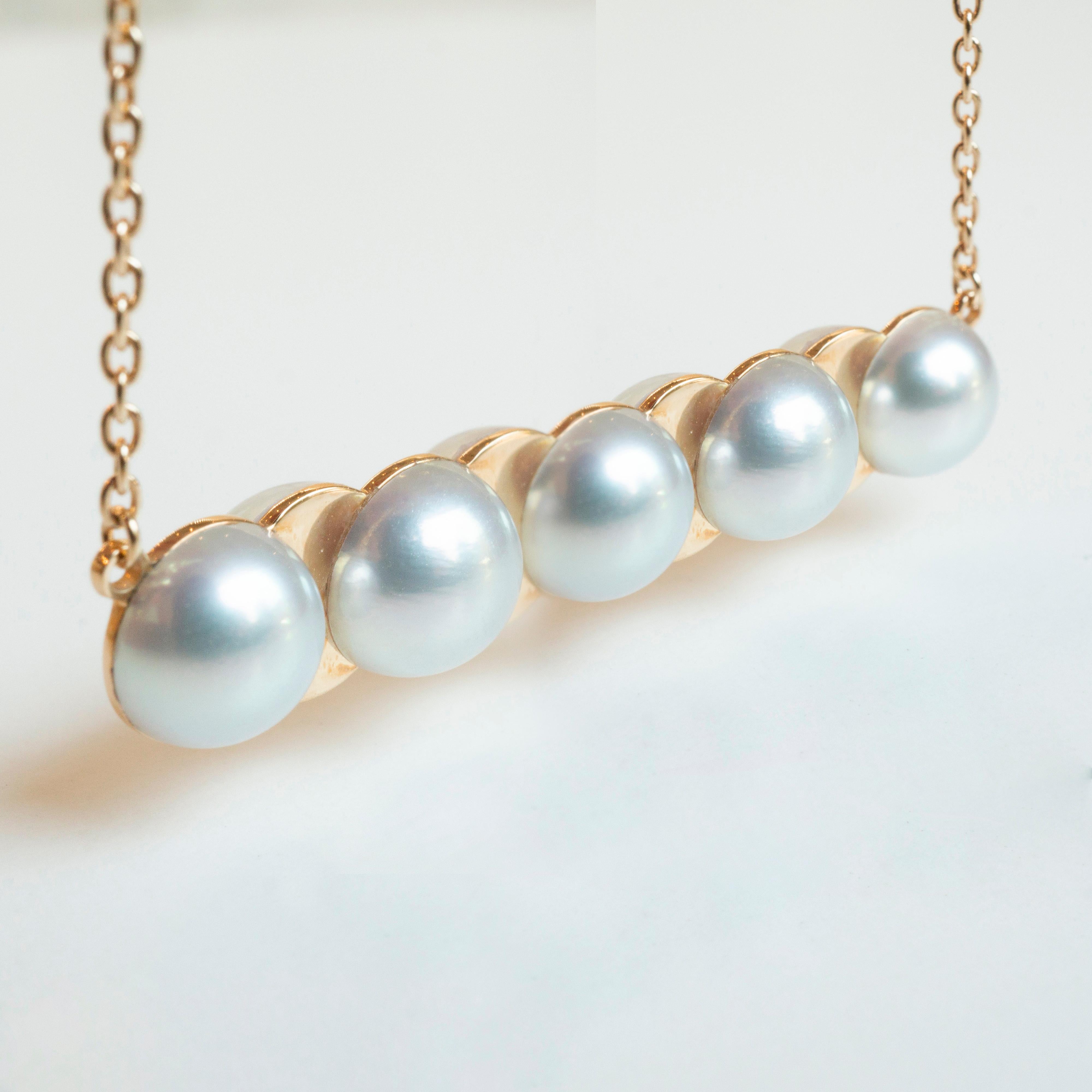 18 Karat Yellow Gold Akoya Pearl Drop Necklace In New Condition For Sale In Shibuya, Tokyo, JP