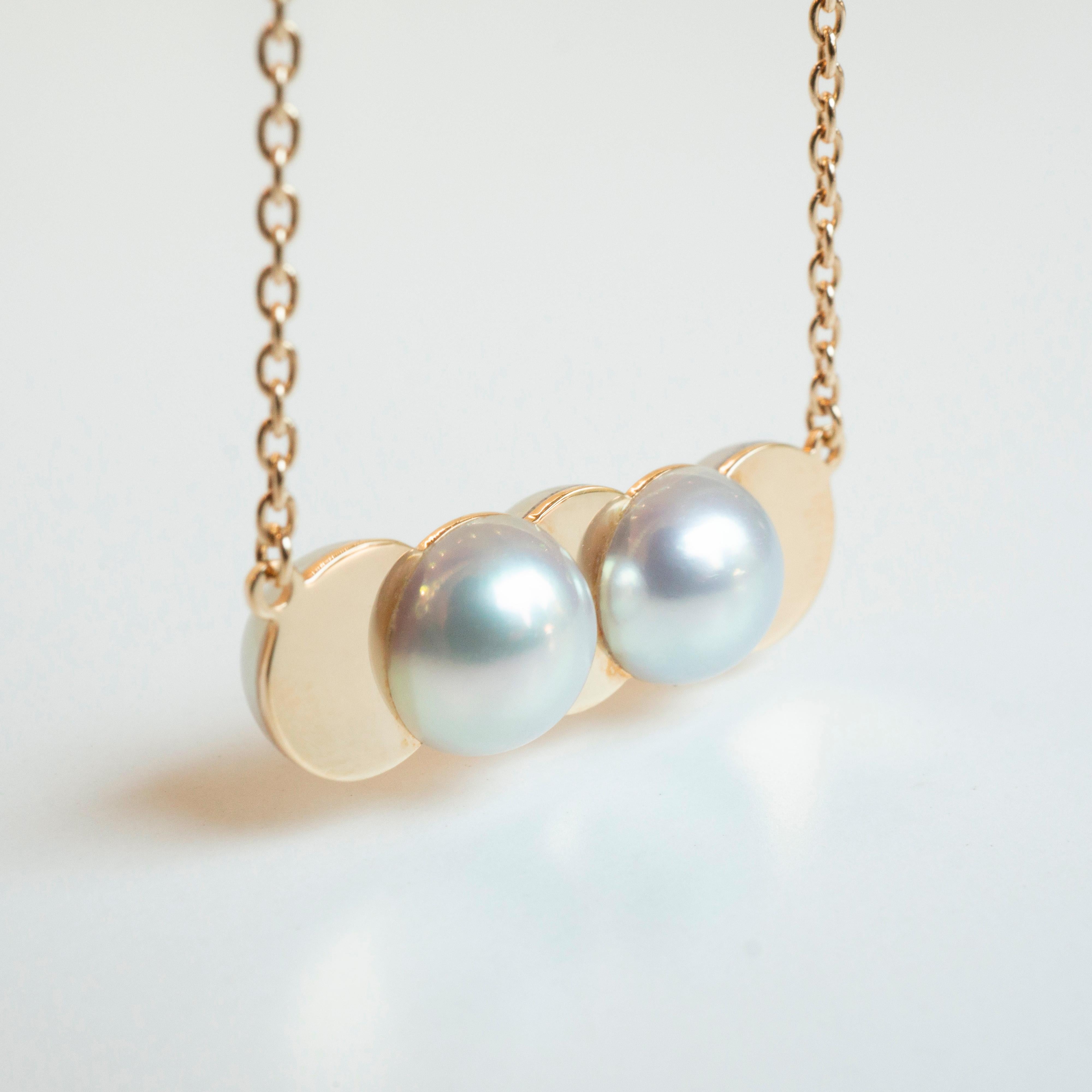 18 Karat Yellow Gold Akoya Pearl Drop Necklace In New Condition For Sale In Shibuya, Tokyo, JP