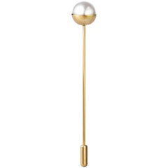 18 Karat Yellow Gold Akoya Pearl Lapel Pin