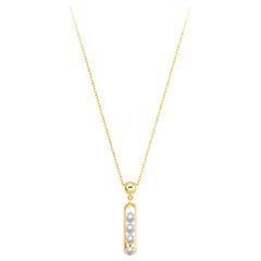 Melody Small Chain Pendant Necklace 18 Karat Yellow Gold Akoya Pearls