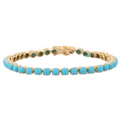 18 Karat Yellow Gold Alluring Handcrafted 8.5 Ct Turquoise Bracelet 