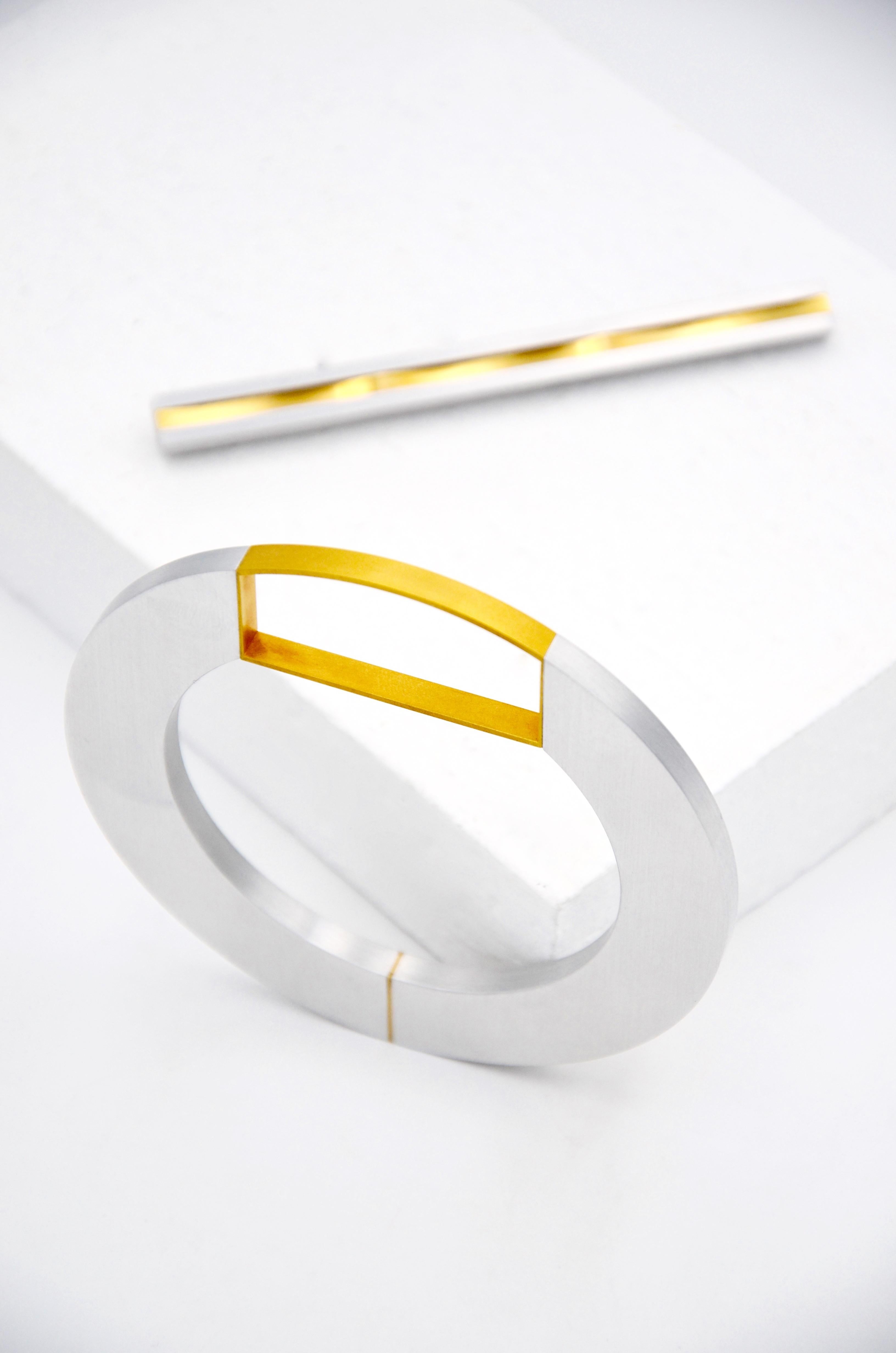 18 Karat Yellow Gold Aluminium Bracelet In New Condition For Sale In Schwaz, Tirol