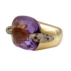18 Karat Yellow Gold Amethyst and Diamond Cocktail Ring by Pomellato