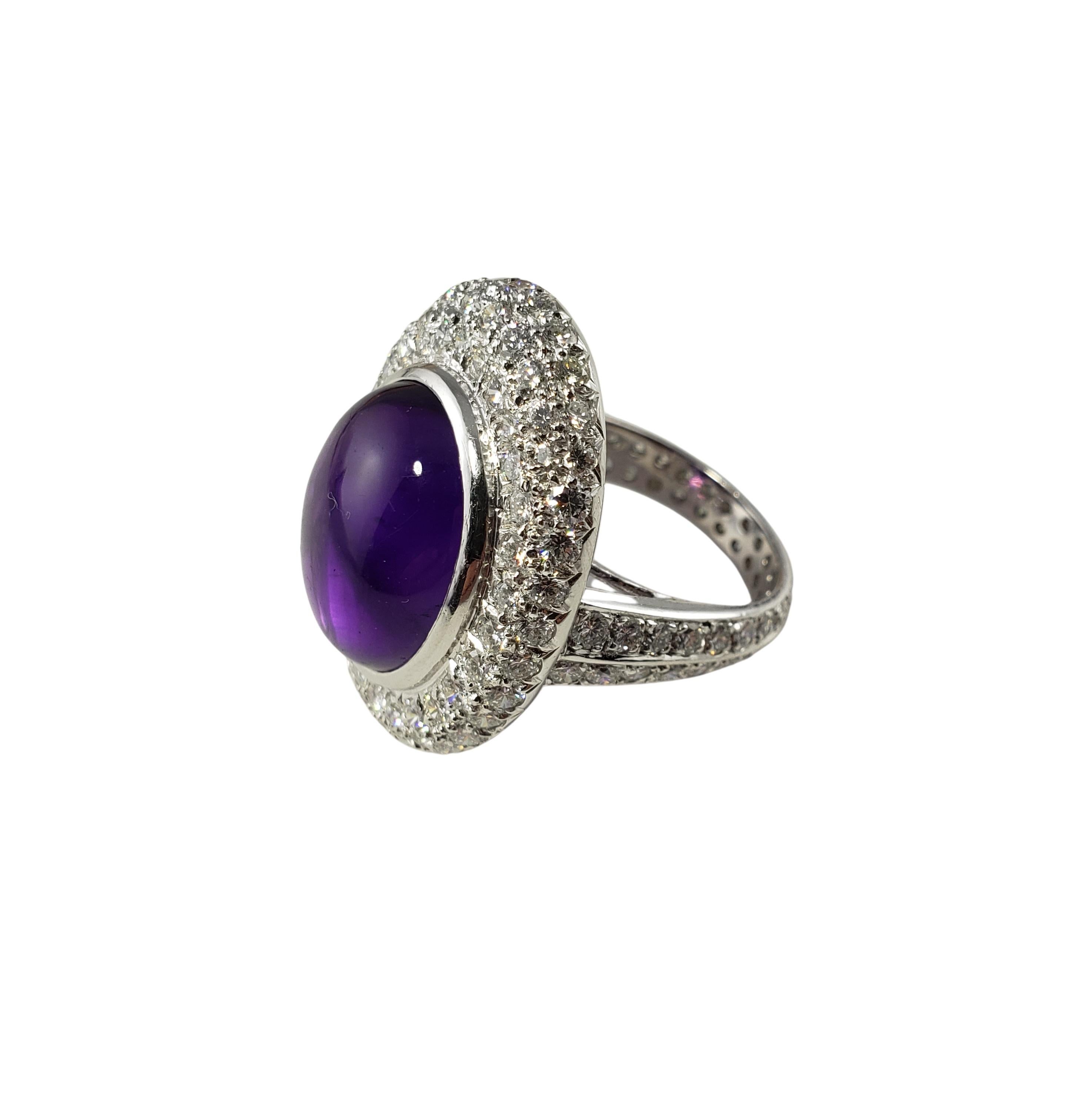 Brilliant Cut 18 Karat Yellow Gold Amethyst and Diamond Ring GIA Certified For Sale