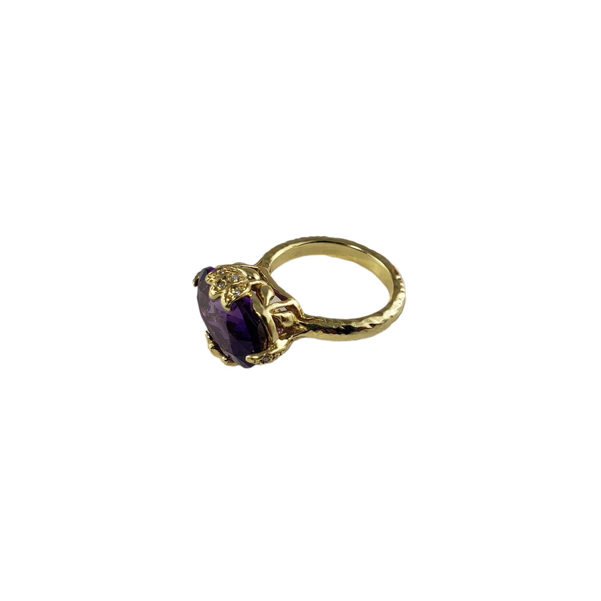 Oval Cut 18 Karat Yellow Gold Amethyst and Diamond Ring #13751 For Sale