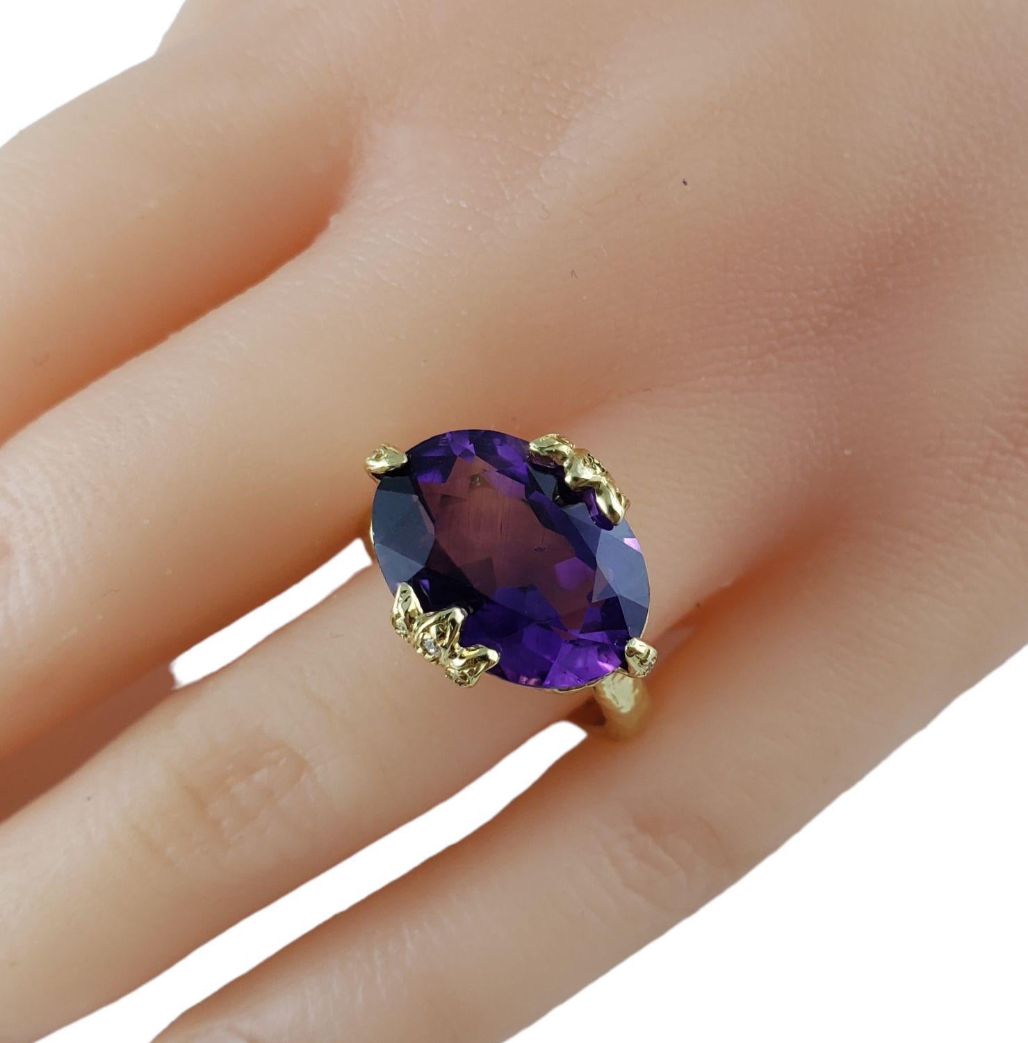 18 Karat Yellow Gold Amethyst and Diamond Ring #13751 For Sale 3