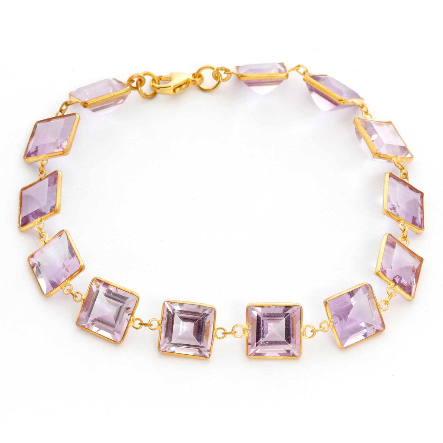 Women's 18 Karat Yellow Gold Amethyst Bracelet