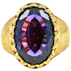 18 Karat Yellow Gold Amethyst Cocktail Ring