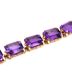 18 Karat Rose Gold Amethyst Link Bracelet