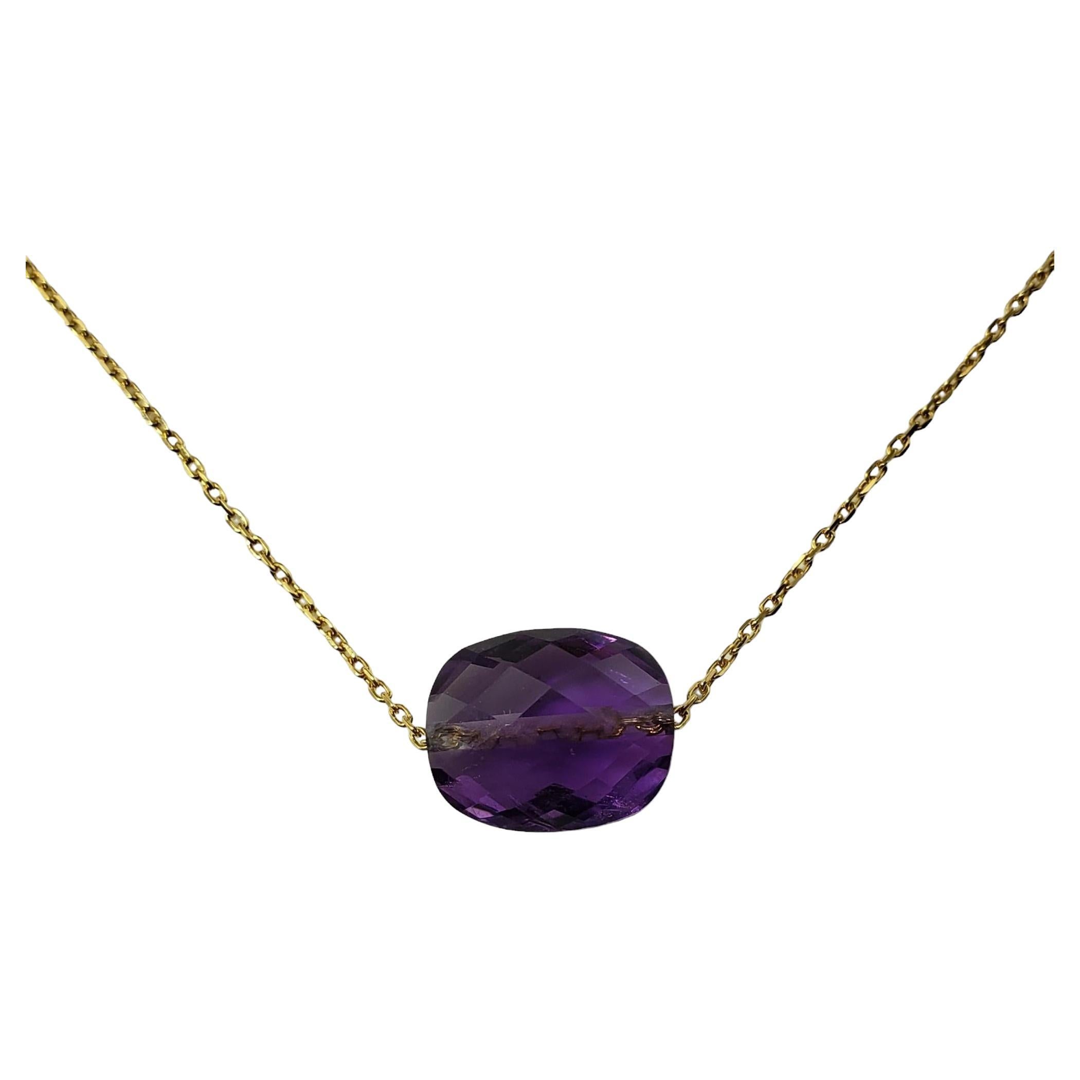 18 Karat Yellow Gold Amethyst Necklace #15947 For Sale