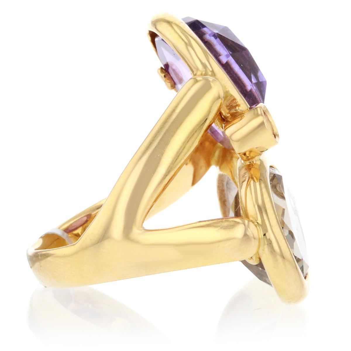 18 Karat Yellow Gold Amethyst Stone Cocktail Ring im Zustand „Gut“ im Angebot in New York, NY