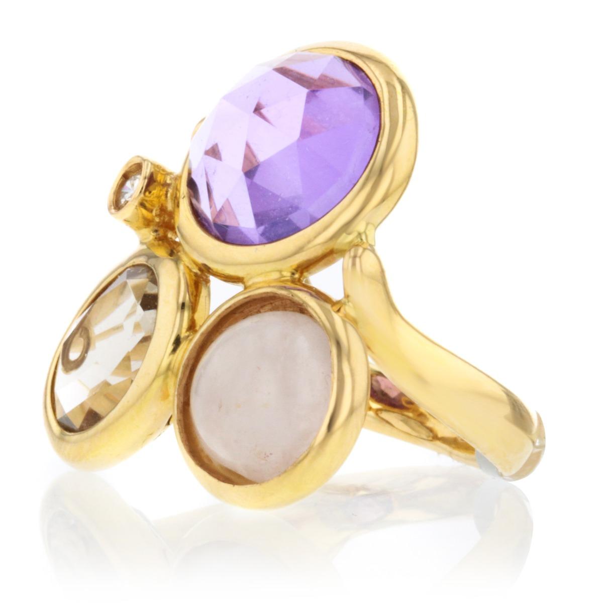 18 Karat Yellow Gold Amethyst Stone Cocktail Ring Damen im Angebot