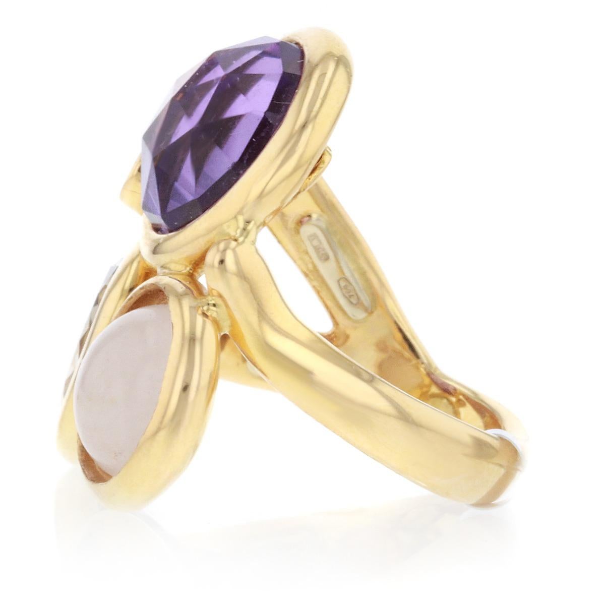 Women's 18 Karat Yellow Gold Amethyst Stone Cocktail Ring For Sale