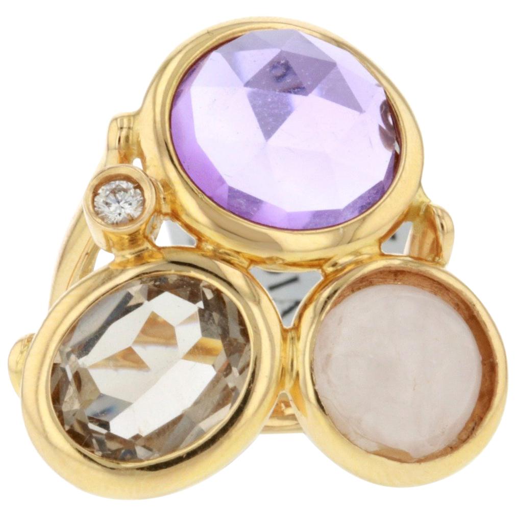 18 Karat Yellow Gold Amethyst Stone Cocktail Ring im Angebot