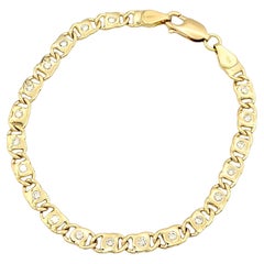 18 Karat Gelbgold Anker-Gliederkette Armband mit runden Diamanten 