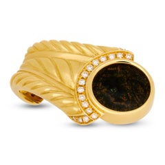 18 Karat Yellow Gold Ancient Coin Tinelli Diamond Earrings