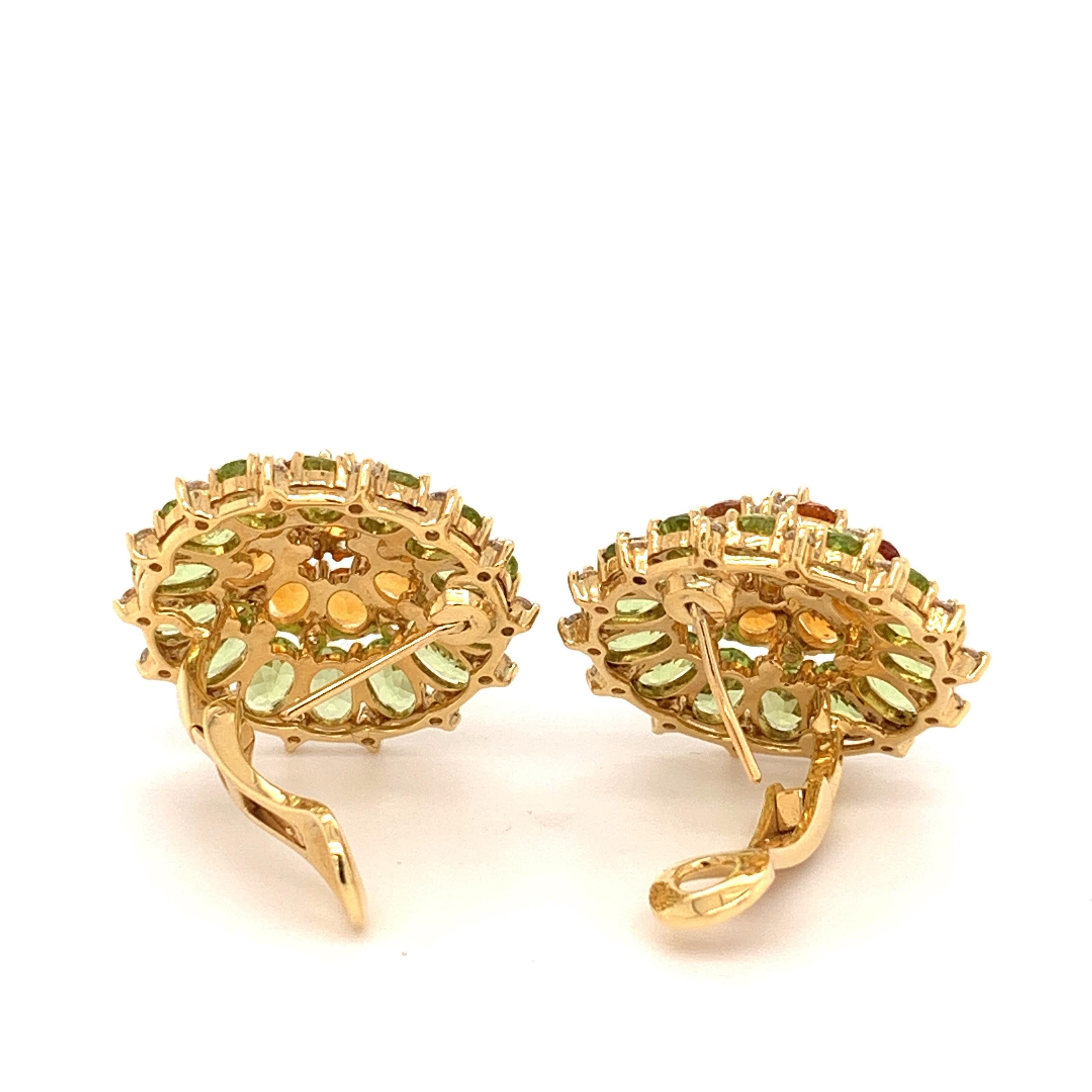 Sophia D. multi-colored earrings with peridot weighing 13.87 carats together with 4.54 citrine and 2.15 carats of diamonds set in 18 karat yellow gold. 

Sophia D by Joseph Dardashti LTD has been known worldwide for 35 years and are inspired by