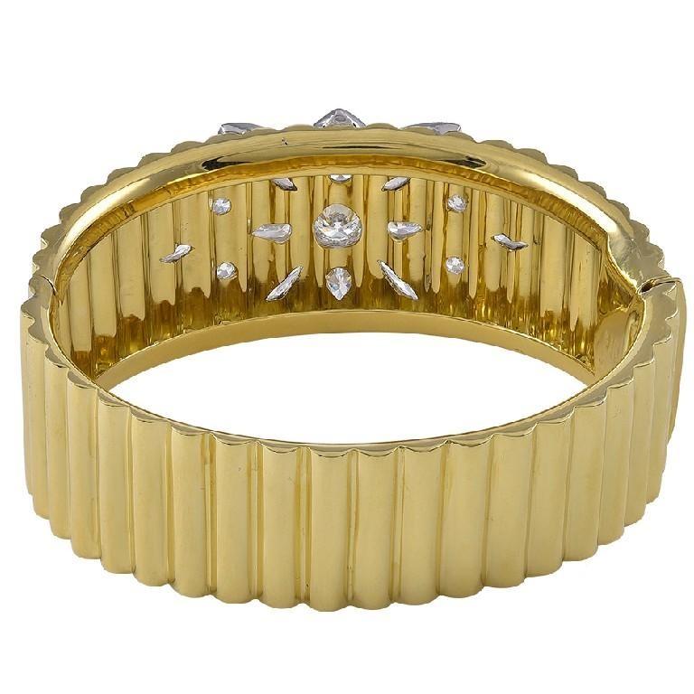 Marquise Cut Sophia D. 7.40 Carat Diamond Bangle in Yellow Gold For Sale