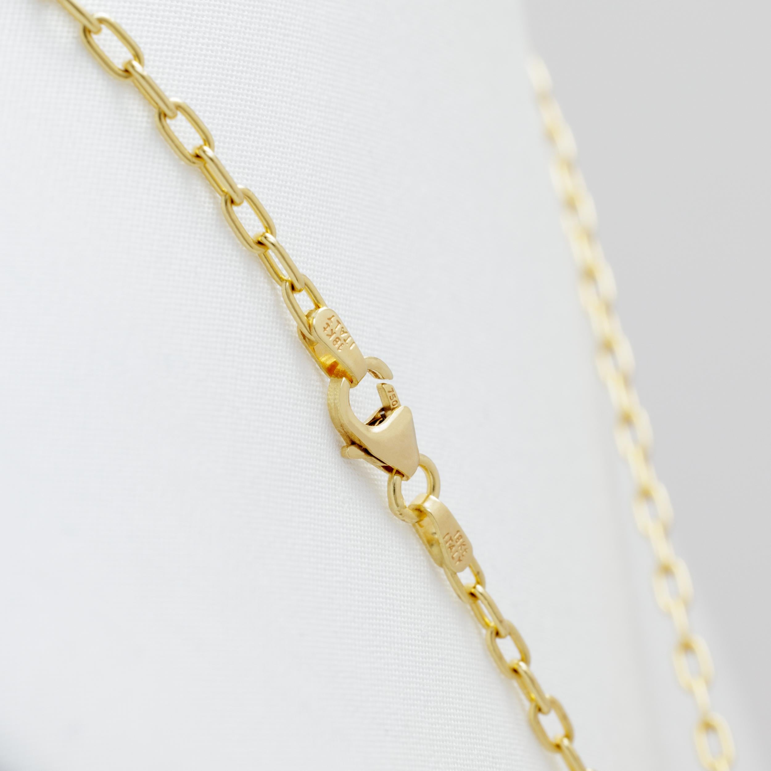 18 Karat Yellow Gold and a 0.90 Carat Ceylon Sapphire Chain Necklace For Sale 1