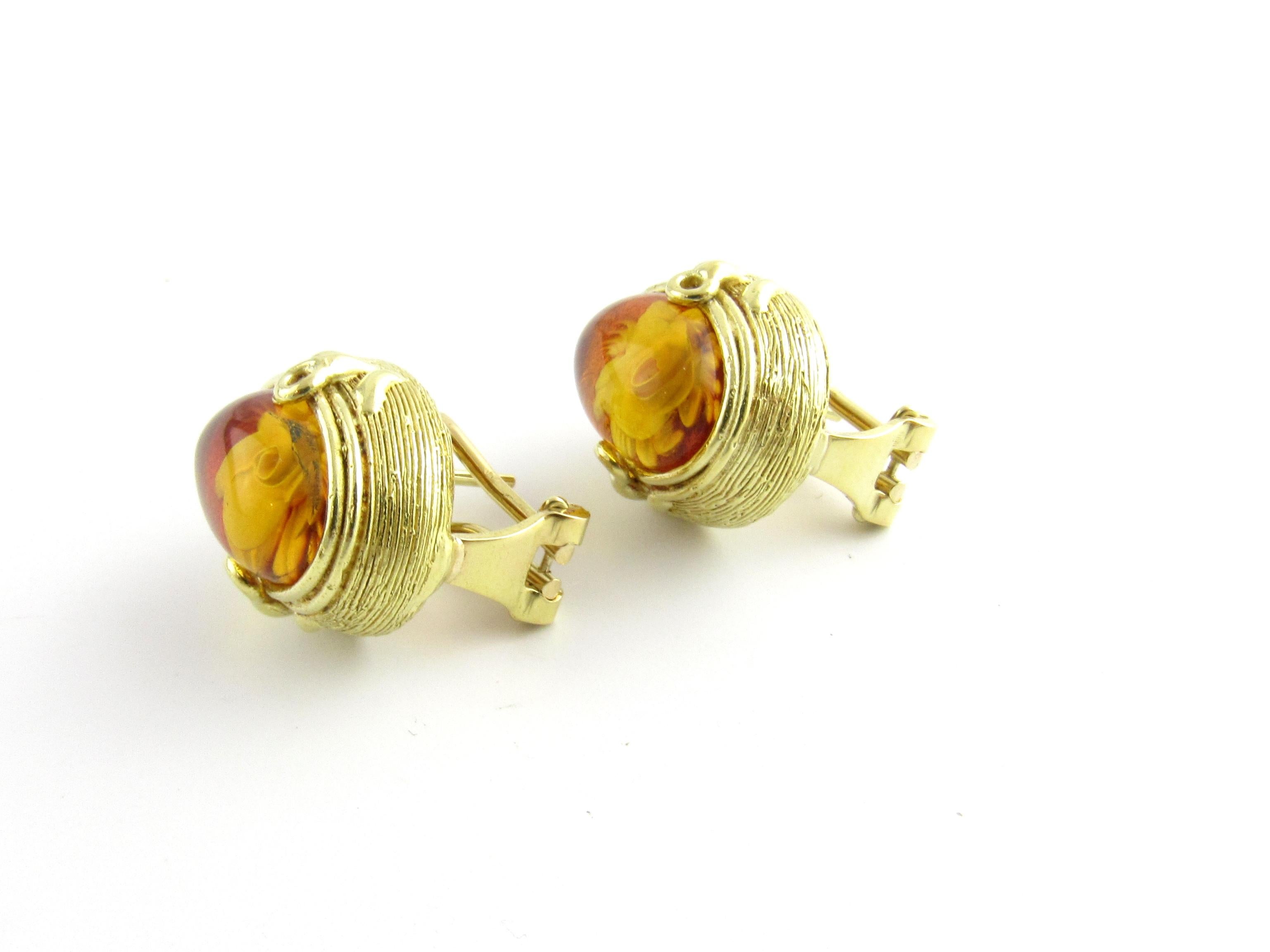 Women's 18 Karat Yellow Gold and Amber Floral Earrings